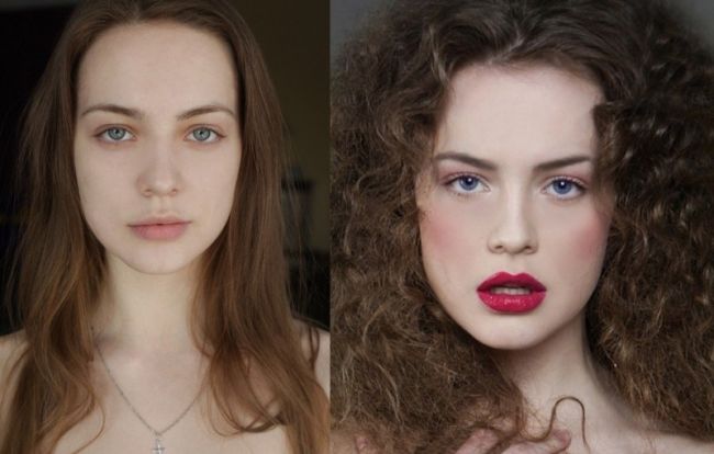 Красивая девушка после макияжа