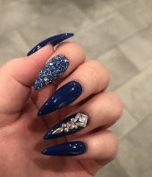 Синие длинные ногти 8